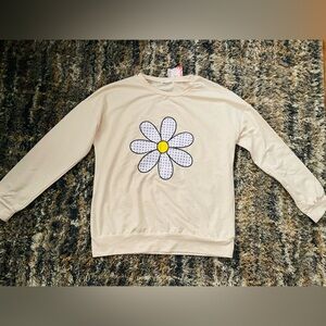 Women’s Romwe Flower Sweater Crew Neck Size S